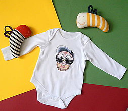 Detské oblečenie - Detské bavlnené body dlhý rukáv - OčiPuči Baby Čiko - 12115667_