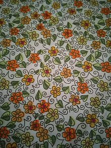 Textil - Metráž bavlna drobné kvietky (Oranžová) - 12116697_