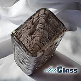 Dekorácie - Váza hnedá české bublinové sklo výška 20 cm hranatá - 12115307_