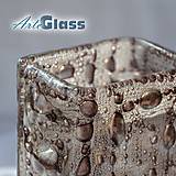 Dekorácie - Váza hnedá české bublinové sklo výška 20 cm hranatá - 12115309_