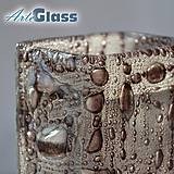 Dekorácie - Váza hnedá české bublinové sklo výška 20 cm hranatá - 12115311_