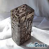 Dekorácie - Váza hnedá české bublinové sklo výška 30 cm hranatá - 12115349_