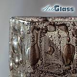Dekorácie - Váza hnedá české bublinové sklo výška 30 cm hranatá - 12115352_