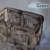 Dekorácie - Váza hnedá české bublinové sklo výška 30 cm hranatá - 12115353_