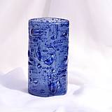 Dekorácie - Váza modrá české bublinové sklo výška 20 cm oblá - 12116103_