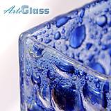 Dekorácie - Váza modrá české bublinové sklo výška 30 cm hranatá - 12116212_
