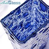 Dekorácie - Váza modrá české bublinové sklo výška 30 cm hranatá - 12116215_