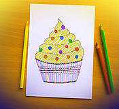 Kresby - Cupcake - kreslená pohľadnica - 12114678_