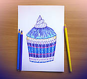 Kresby - Cupcake - kreslená pohľadnica - 12114686_