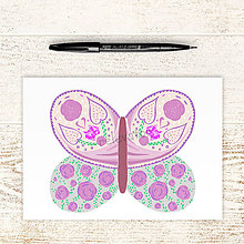 Grafika - Relaxačná obrysovka motýľ (ružičkový) - 12115949_