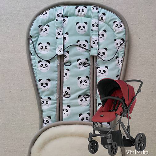 Detský textil - VLNIENKA Podložka do kočíka Britax B Smart 100% MERINO Panda Mint   t - 12117245_