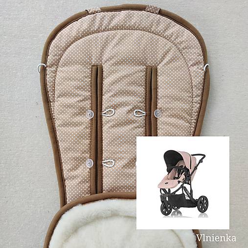 Detský textil - VLNIENKA Podložka do kočíka Britax B Smart 100% MERINO BODKA béžová sand   t - 12117284_