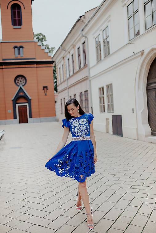  - modré madeirové šaty Poľana - 12118621_