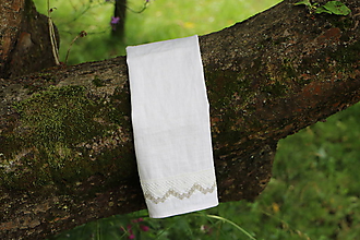 Úžitkový textil - Ľanové utierky pásik (Smotanová s ľanovou čipkou) - 12120340_