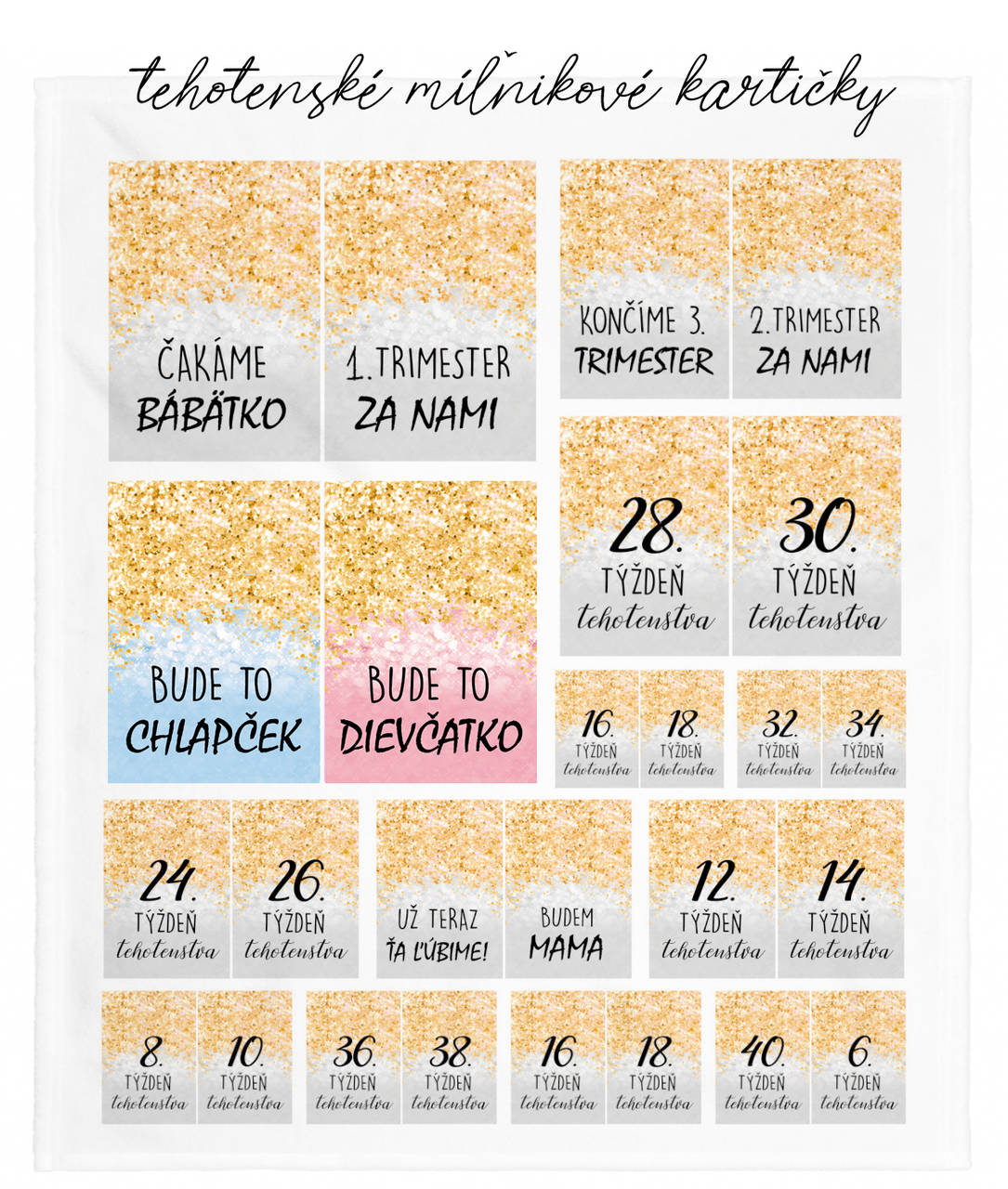 Tehotenské míľnikové kartičky 36 ks