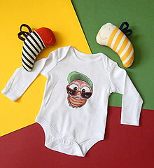 Detské oblečenie - Detské bavlnené body dlhý rukáv - OčiPuči Baby Čičianko - 12124066_