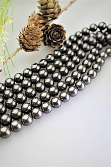 Korálky - perly 10mm, perly z mušlí - čierne - 12122801_