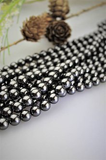 Korálky - perly 8mm, perly z mušlí - čierne - 12122816_