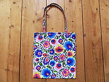 Nákupná bavlnená taška - folk - farebné kvety