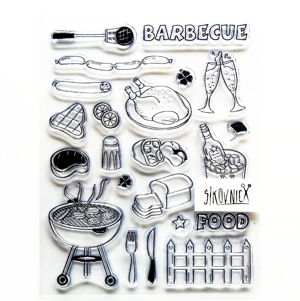 Silikónové razítka, pečiatky, 14x18 cm (barbecue, gril, kura)
