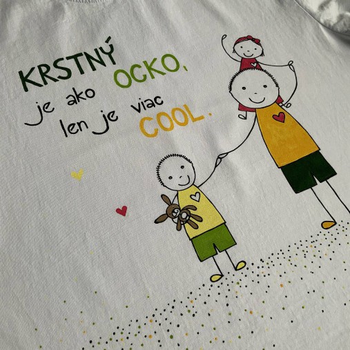 Originálne maľované tričko s 3 postavičkami (KRSTNÝ +  dievčatko + chlapček)