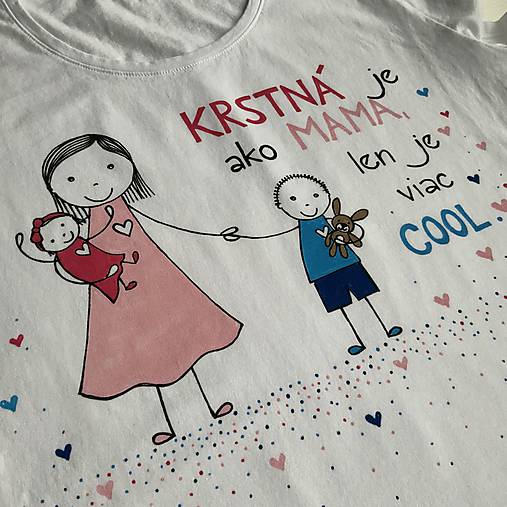 Originálne maľované tričko s 3 postavičkami (KrstnÁ + dievčatko + chlapec)