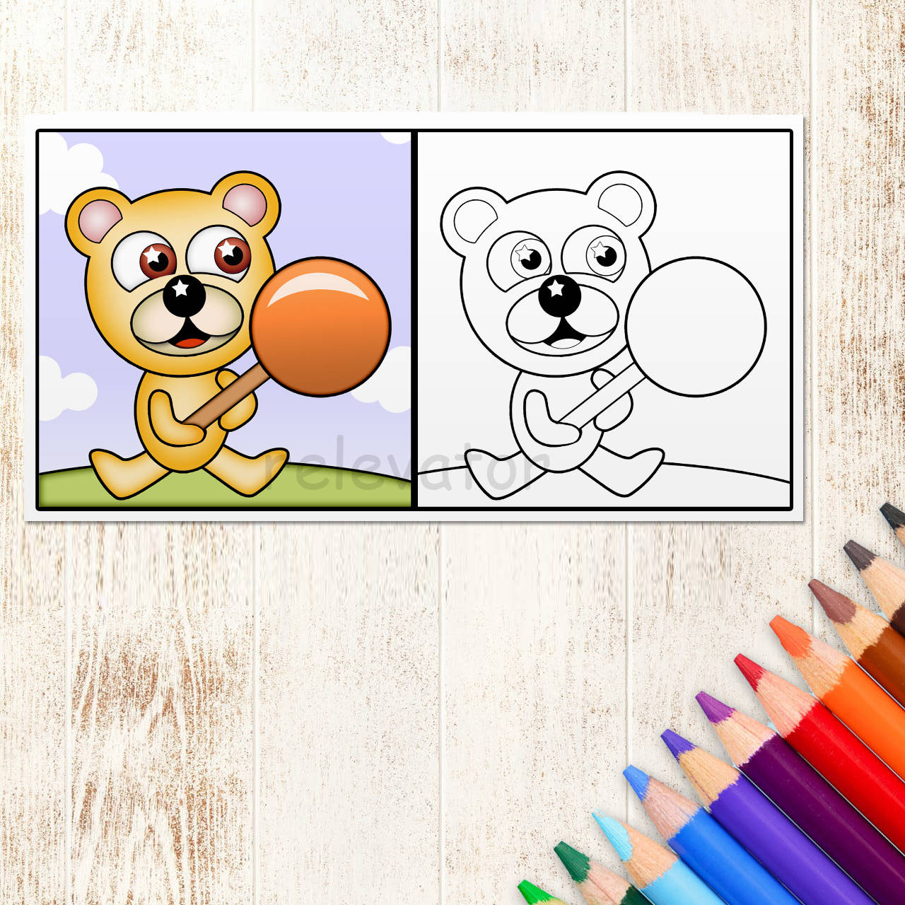 Macko Ivan omaľovánka (lízatko)