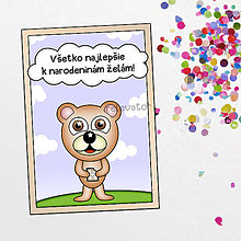 Papiernictvo - Macko Ivan pohľadnica (biela čokoláda) - 12130133_