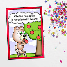 Papiernictvo - Macko Ivan pohľadnica (jabĺčka) - 12130136_