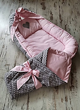 Detský textil - Hniezdo pre bábätko ružovo sivé  - 12132084_