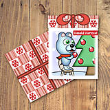 Papiernictvo - Vianočná pohľadnica/darček - ľadový medvedík a vianočný stromček - 12133070_