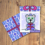 Papiernictvo - Vianočná pohľadnica/darček - ľadový medvedík a balíček - 12133083_