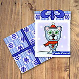 Papiernictvo - Vianočná pohľadnica/darček - ľadový medvedík a vianočné cukrovie - 12133115_