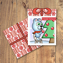Papiernictvo - Vianočná pohľadnica/darček - ľadový medvedík a vianočný stromček (vločkový) - 12133070_