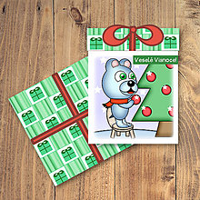 Papiernictvo - Vianočná pohľadnica/darček - ľadový medvedík a vianočný stromček (darčekový) - 12133074_