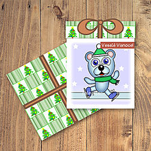 Papiernictvo - Vianočná pohľadnica/darček - ľadový medvedík a korčule - 12133138_