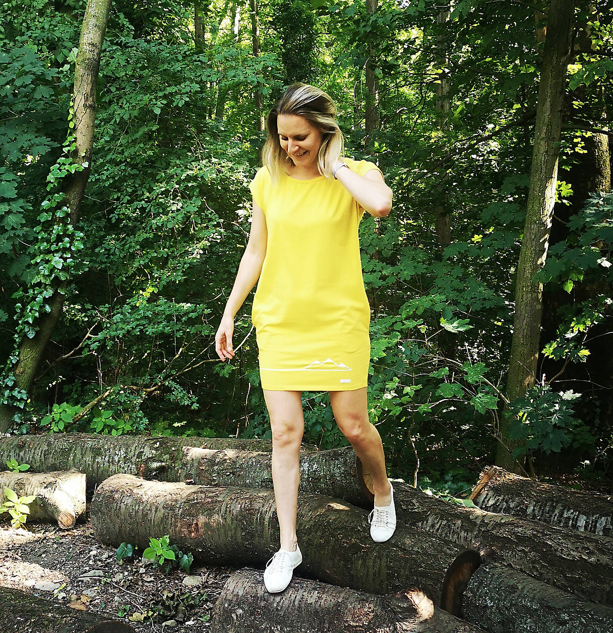 Šaty rovný strih M15-el- veľkosť L, žltá