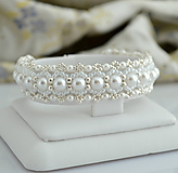 Náramky - Svadobný perlový náramok (Ag925) (Biele perly) - 12138592_