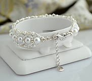 Náramky - Svadobný perlový náramok (Ag925) (Biele perly) - 12138593_