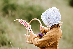 Detské čiapky - Baby čepiec Madeira volánik kvety - 12135743_