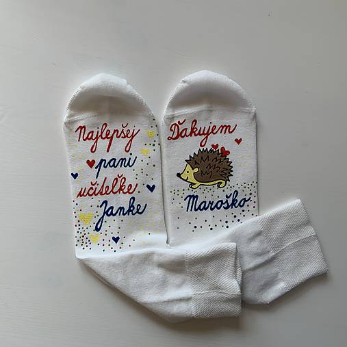 Maľované ponožky pre naj PANI UČITEĽKU (S ježkom)