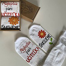 Ponožky, pančuchy, obuv - Maľované ponožky pre naj PANI UČITEĽKU (kvietkovej triedy) - 12142270_