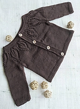 Detské oblečenie - Pletený svetrík s lístočkami - hnedý - 12141703_