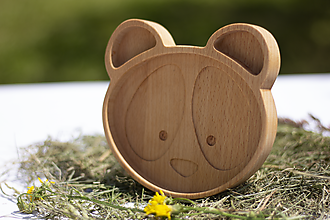 Nádoby - Detský drevený tanierik Panda - 12144154_