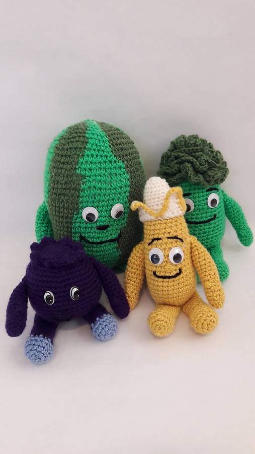 Hračky -  Brokolica, Melón, Banán, Čučoriedka/ hačkovaná hračka/ - 12144435_