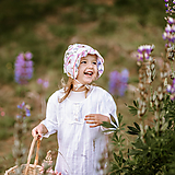 Detské čiapky - Čepiec 100% ľan kvety - 12148154_