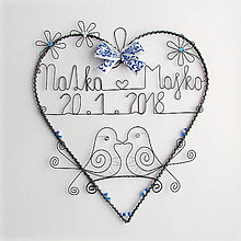Dekorácie - veľké svadobné srdce 25cm folk (Modrá) - 12150360_