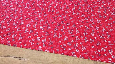 Textil - Bavlnená látka - Kvietkovy vzor na červenom - cena za 10 centimetrov - 12149279_