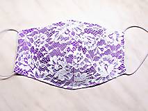 Rúška - Saténova čipková rúška, spoločenské rúško, ochranná rúška, svadobné rúška 3 vrstvové rúška (Dospělé - Fialová) - 12154400_