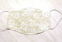 Rúška - Saténova čipková rúška, spoločenské rúško, ochranná rúška, svadobné rúška 3 vrstvové rúška (Dospělé - Žltá) - 12154413_